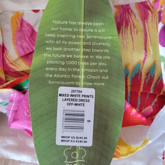 NWT FARM Rio Mixed White Layered Floral Midi Dress Size S - Picture 10 of 14